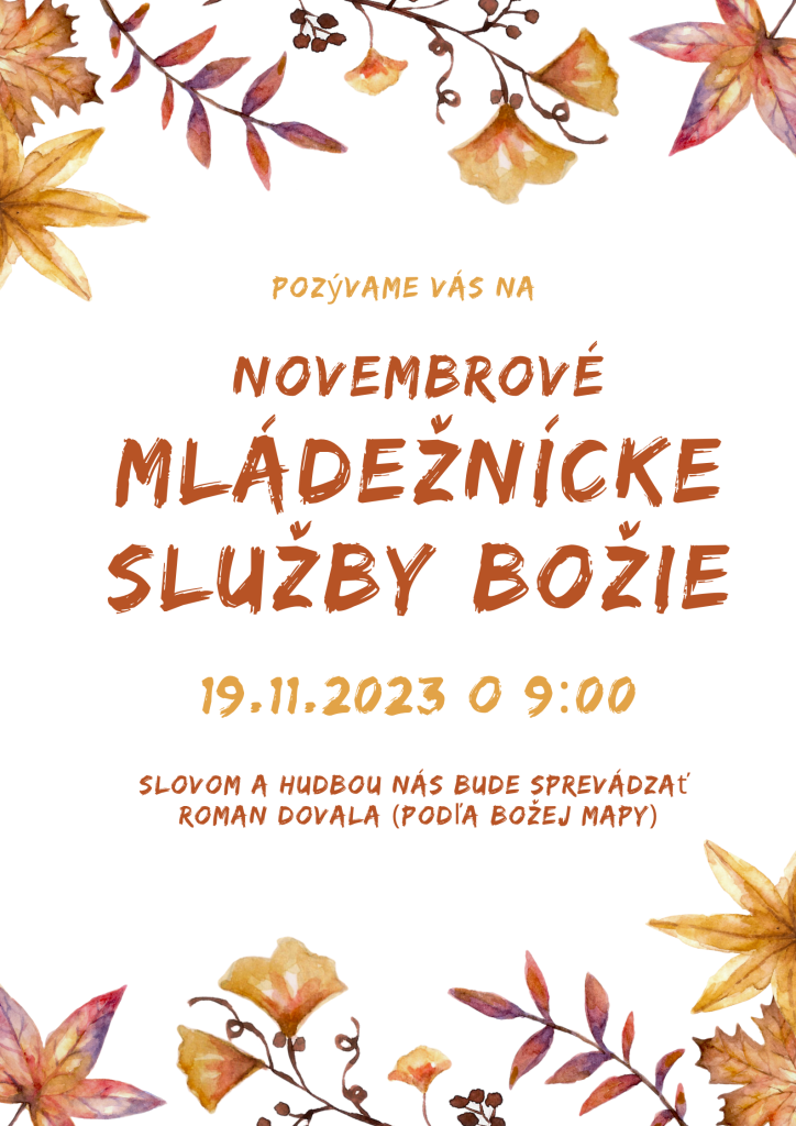 Pozvánka na mládežnícke služby Božie 19.11.2023