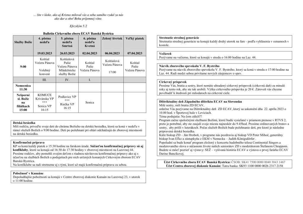 Bulletin na marec, apríl 2023
