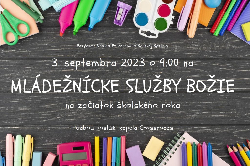 Pozvánka na mládežnícke služby Božie na začiatok školského roka